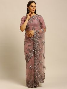 1031 Net Light Purple Heavy Coding Work Embroidered Saree