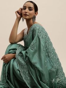 1031 Rangoli Aqua Blue Embroidered Saree