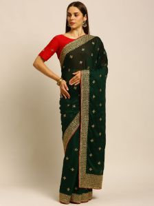 1170 Rangoli Green Zari Work Embroidered Saree