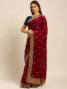 1170 Rangoli Maroon Zari Work Embroidered Saree