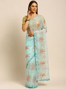 Organza Thread Embroidered Saree