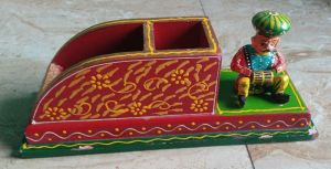 handmade wooden Pen stand with painting