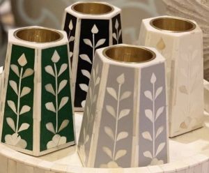 Bone Inlay Tea Light Holder