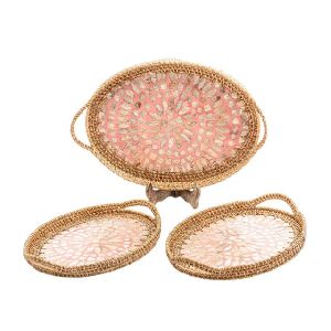 Rattan Mother of Pearl Tray
