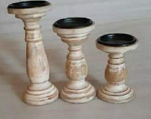 Wooden Candle Stand Set