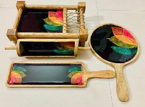 Wooden Khaat Platter Set