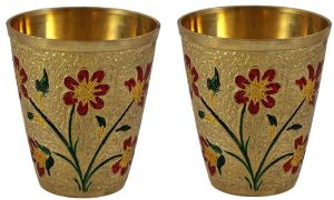 Brass Designer Glass Set of 2