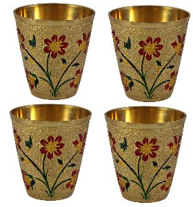 Brass Designer Glass Set of 4