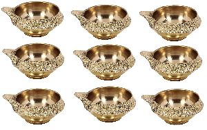 Brass Diya Set of 9