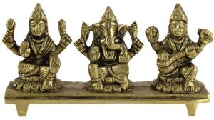 Brass Laxmi Ganesh Saraswati Statue