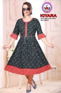 Ladies Rayon Printed Frock Kurti