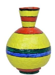 Painted Paper Mache Vase