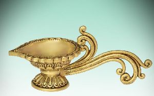 3 Inch Brass Puja Diya with Handle