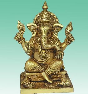 9 Inch Brass Lord Ganesha Statue