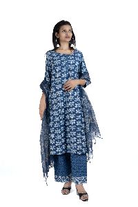 Ladies Cotton Kurta Palazzo with Dupatta