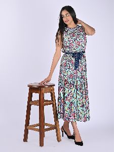 Womens Farrah Aqua Paisley Midi Dress