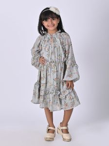 Girls Crystal Floral Dress