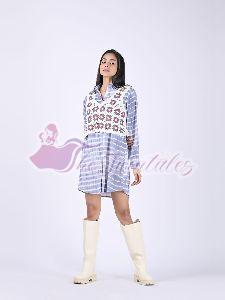 Womens Blue Wave Crochet Dress