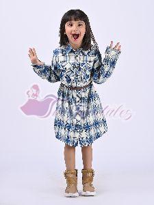 Girls Classic Blue Plaid Shirt Dress