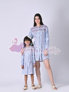 Mother and Daughter A Cool Hour In Waist Pleat Shirt Dress