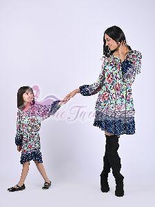 Mother and Daughter Farrah Aqua Paisley Midi Dress