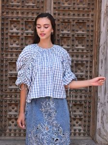 Womens Denim Cutwork Washed Skirt