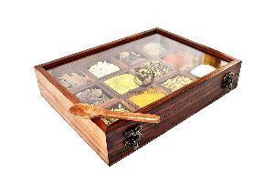 the expert edge wooden 12 containers spoon masala box