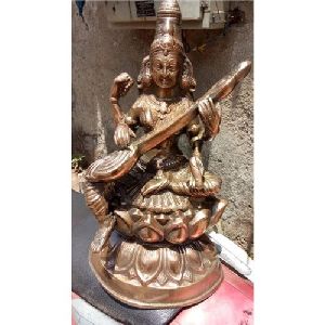 Copper Plated Saraswati Statue