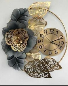 iron hanging flower wall clock