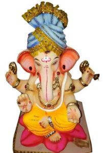 24 Inch Glossy Finish Clay Ganesh Statue