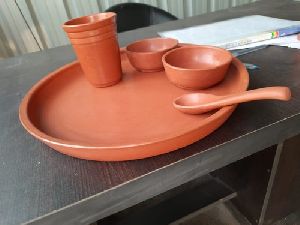 Brown Clay Terracotta Dinner Set