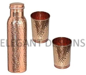 Copper Bottle and Glass Set