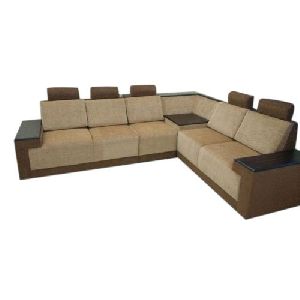 L Shaped Wooden Sofa Set
