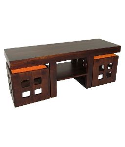 Wooden 2 Seater Coffee Table Set