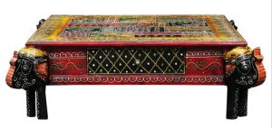 Wooden One Drawer Elephant Chowki