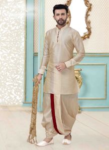 Embroidered Art Dupion Silk Dhoti Kurta