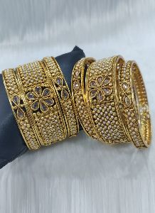 Stone Work Gold Plated Bangles