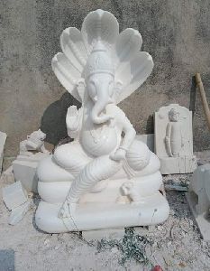 Marble Ganesh with Sheshnag Statue