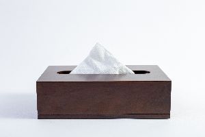 Brown Teak Wood Tissue Box
