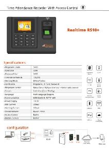 Optical Sensor RS485 Realtime RS10+ Wifi Biometric Attendance & Access Control System, Products Incl