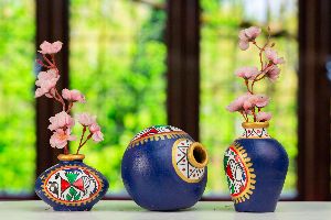 Warli Pottery set of 3 for Home Interior Decor Natural Living