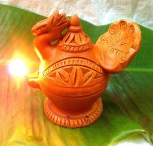 Clay Peacock Diya Festive Decor