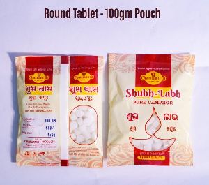 100 gm Round Camphor Tablet Pouch