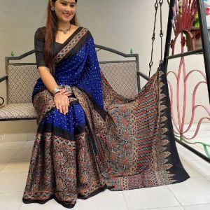 Ajrakh Print saree