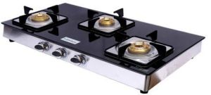 3 Burner Black Glass Stove