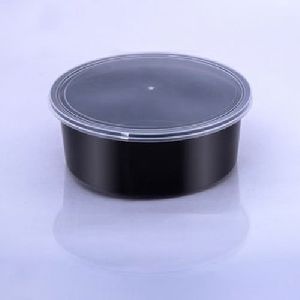750 ml Black Plastic Round Container