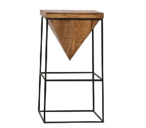 Wooden Bar Stool with Iron Legs