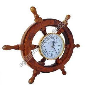 AGSSW-04 Wooden Center Clock Ship Wheel