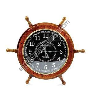 AGSSW-05 Wooden Center Clock Ship Wheel