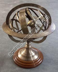 Vintage Nautical Brass Armillary Sphere World Globe